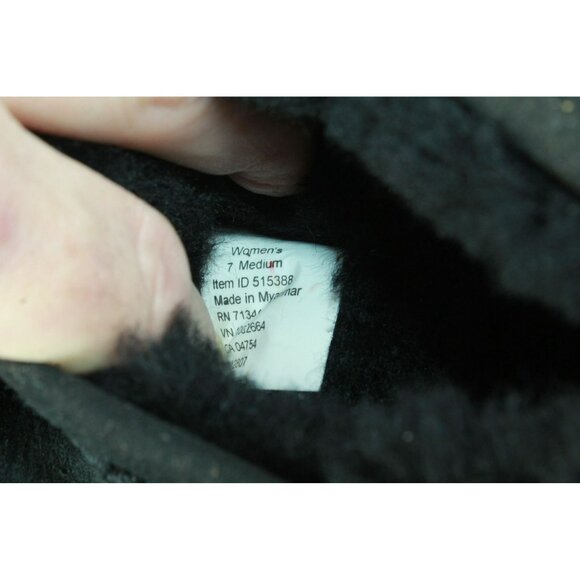 LL Bean Black Suede Slip-on Wicked Good Shearling Lined Slipper Ankle Boots 7 M - Picture 8 of 9